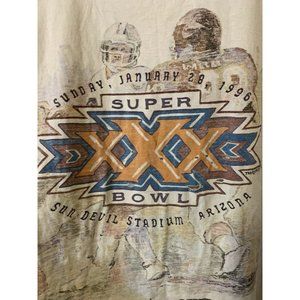 Vtg Super Bowl XXX Mens Sz‎ XL T-shirt Anvil 1996 Cowboys Vs Steelers Distressed